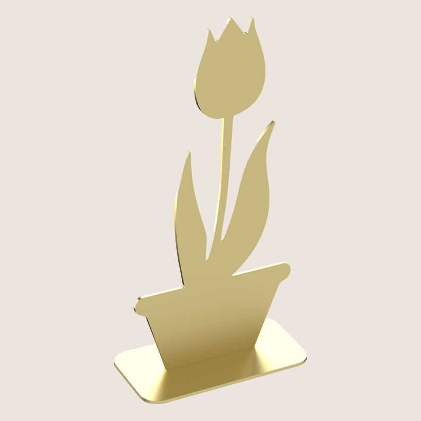 Standing decoration flower TULIP made of gold metal