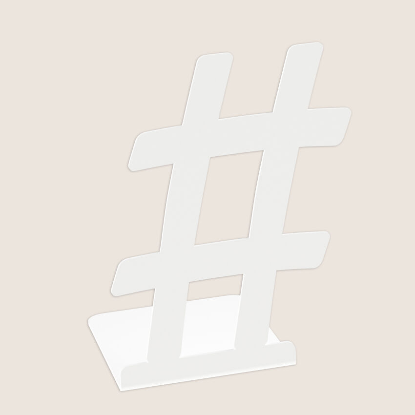 HASHTAG bookend metal white