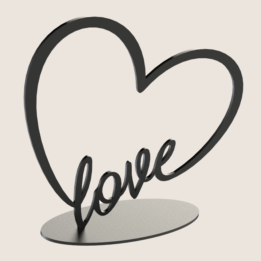 LOVE HEART standing decoration metal black