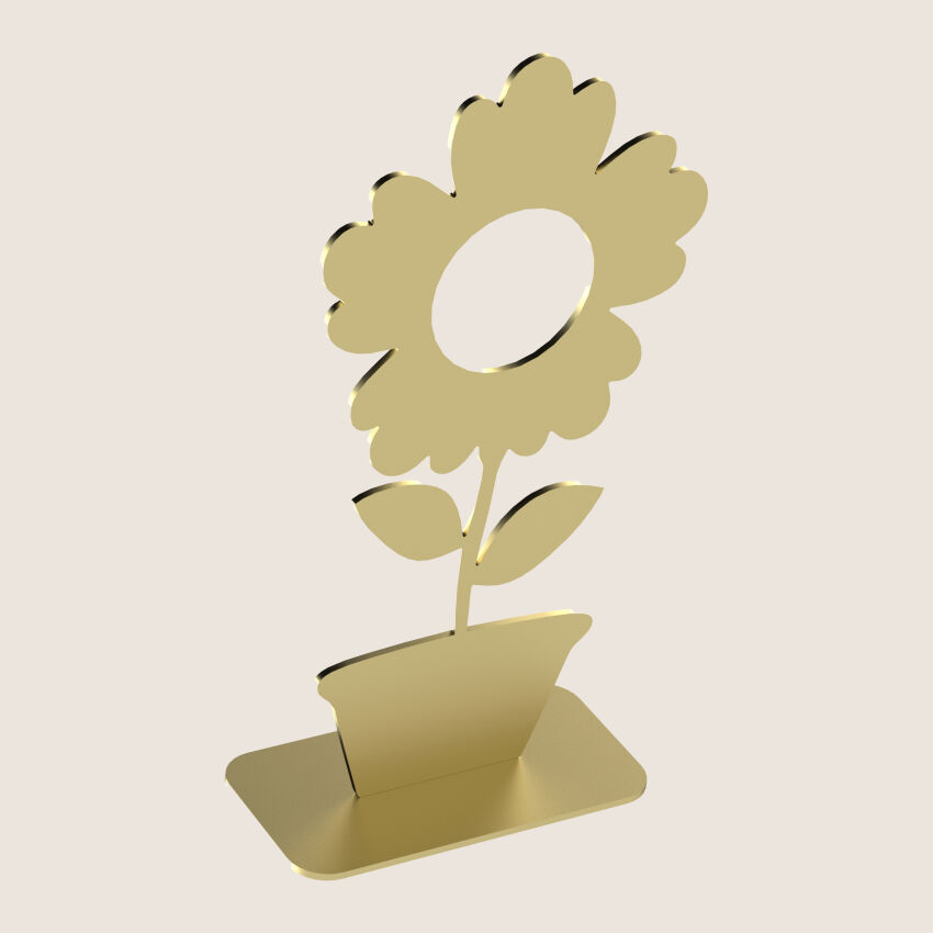 Metal golden poppy flower standing decoration