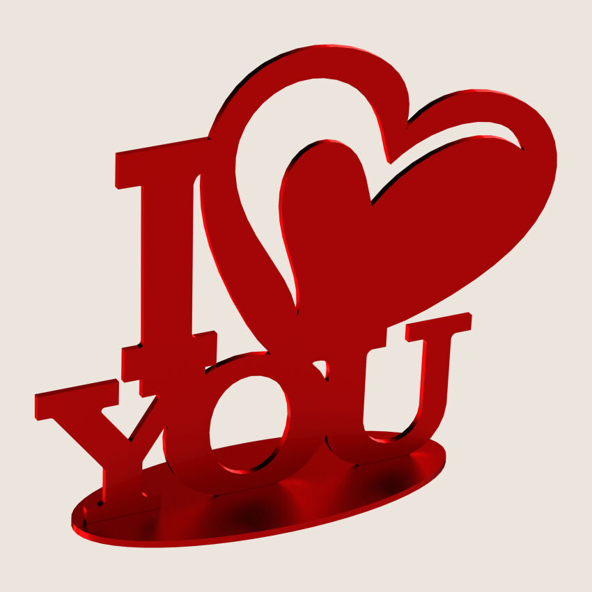 Standing decoration I LOVE YOU HEART made of red metal