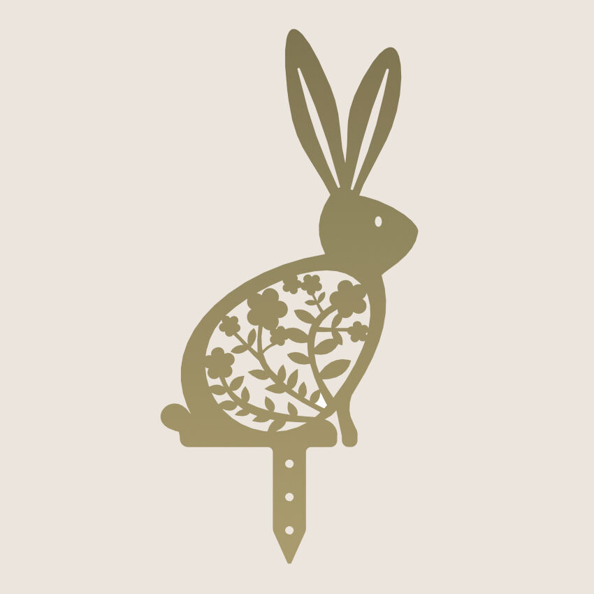 Easter decoration for the flower pot HARE metal gold