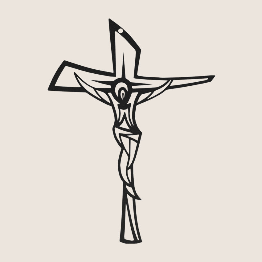 Wall cross JESUS 250 hanging metal black