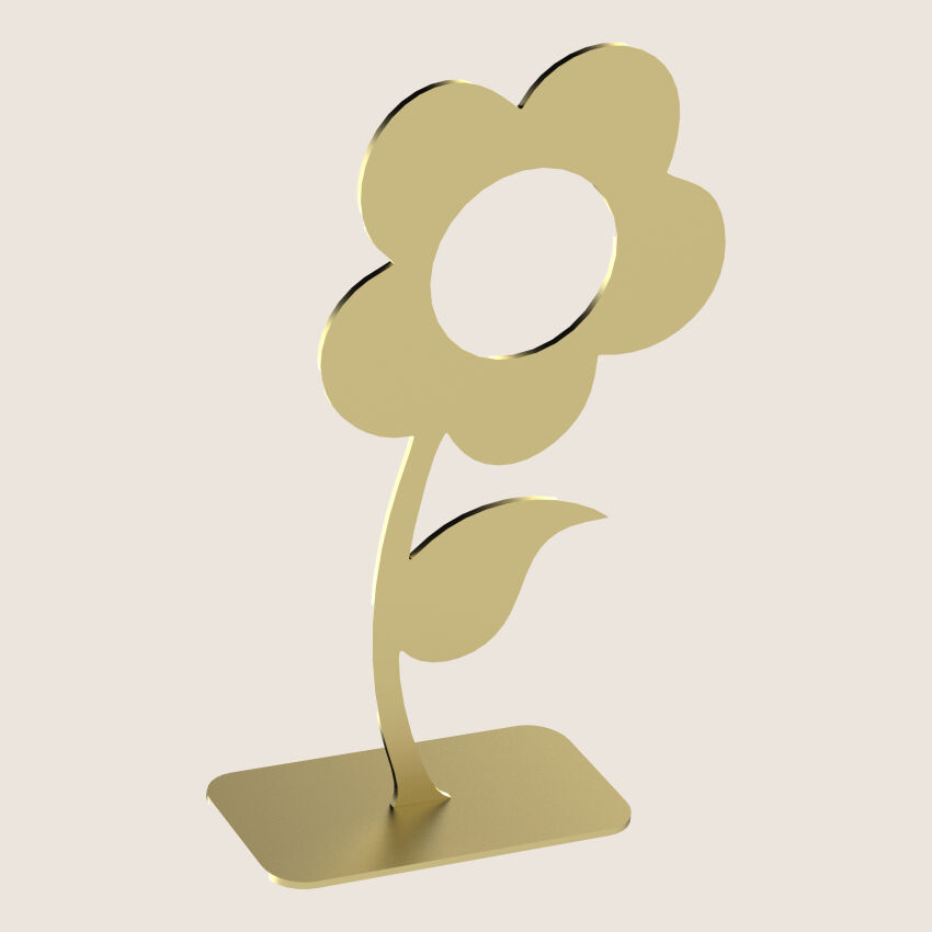 Standing flower ornament pansy metal gold