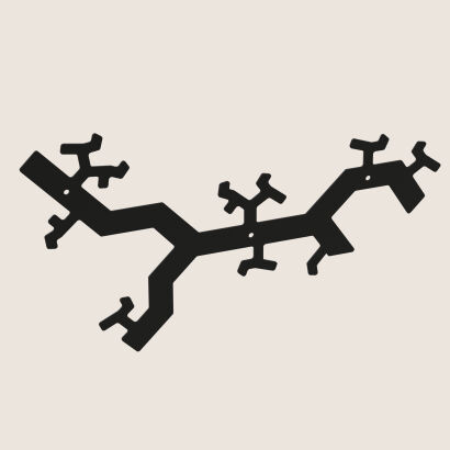 Wieszak na ubrania gałązka, płaski z metalu czarny