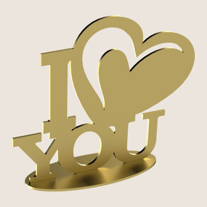 Standing decoration I LOVE YOU HEART metal gold