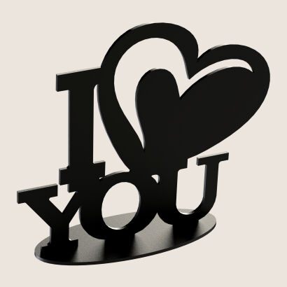 Standing decoration I LOVE YOU HEART made of black metal