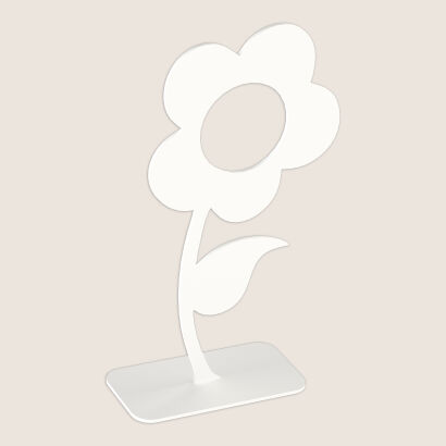 Ozdoba stojąca kwiat BRATEK z metalu biała