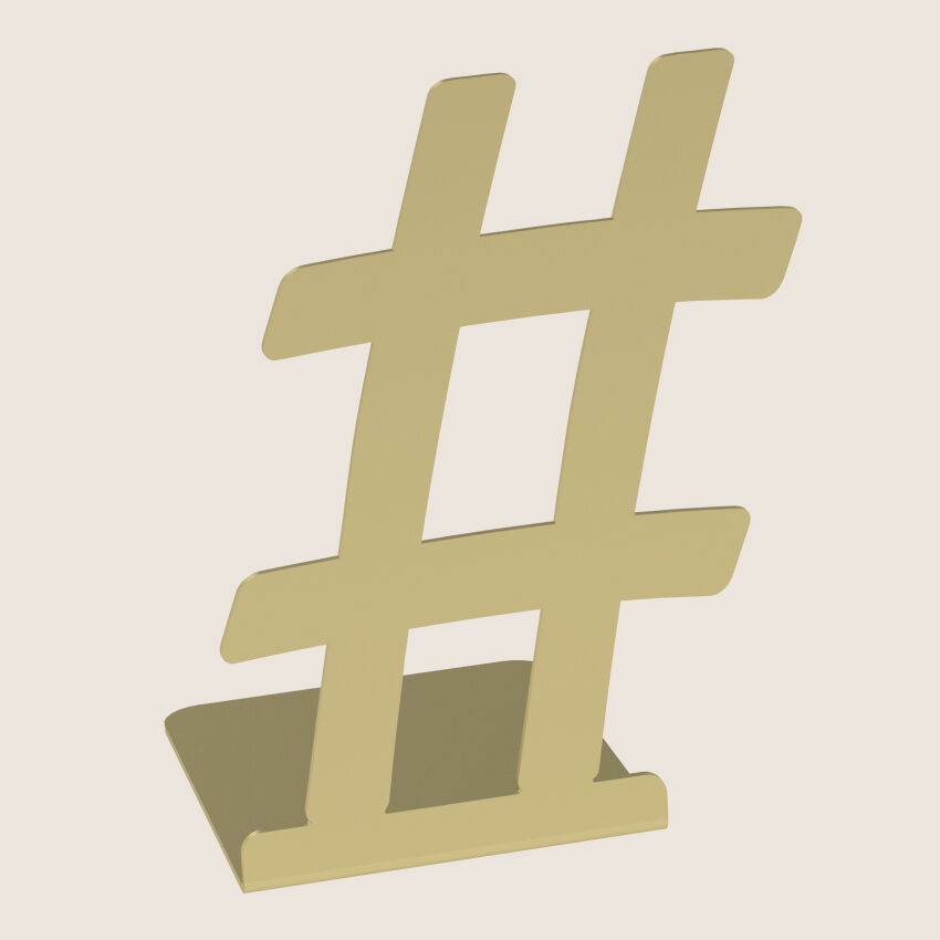 HASHTAG bookend metal gold