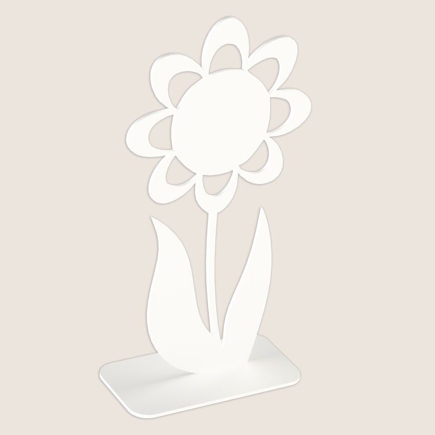 Standing decoration flower SUNFLOWER white metal