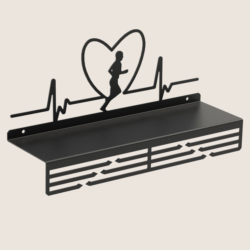 Medal hanger HEARTBEAT MEN with metal shelf black