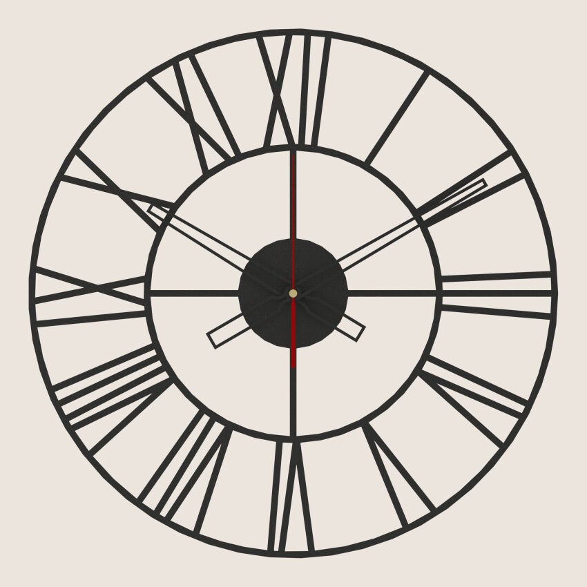Zegar ścienny KELLA 50 cm metalowy czarny wskazówki czarne