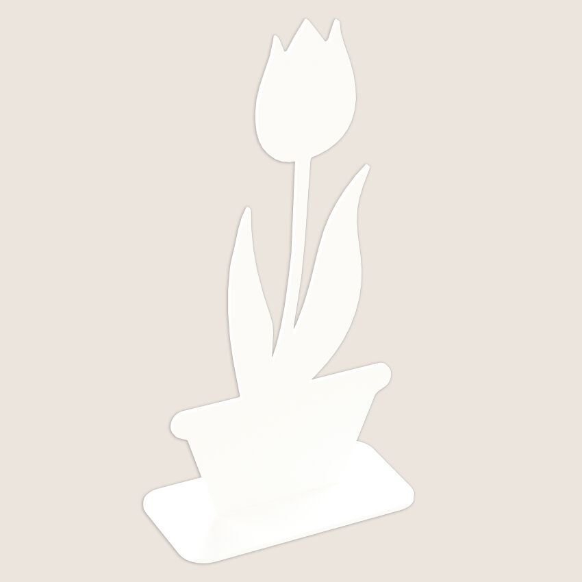 TULIP flower standing decoration made of metal, white