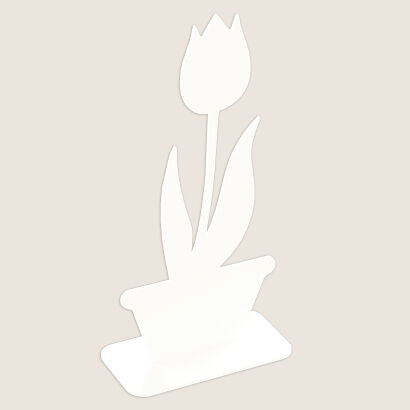 Ozdoba stojąca kwiat TULIPAN z metalu biała