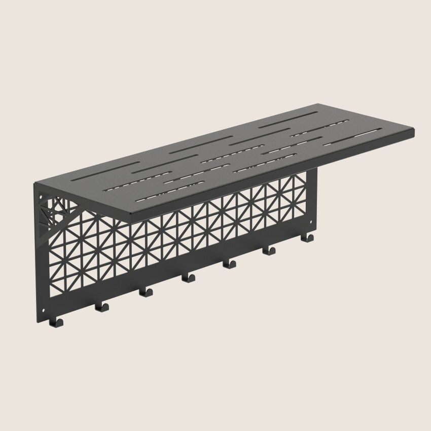 Wieszak ścienny na ubrania z półką W-4 metalowy czarny