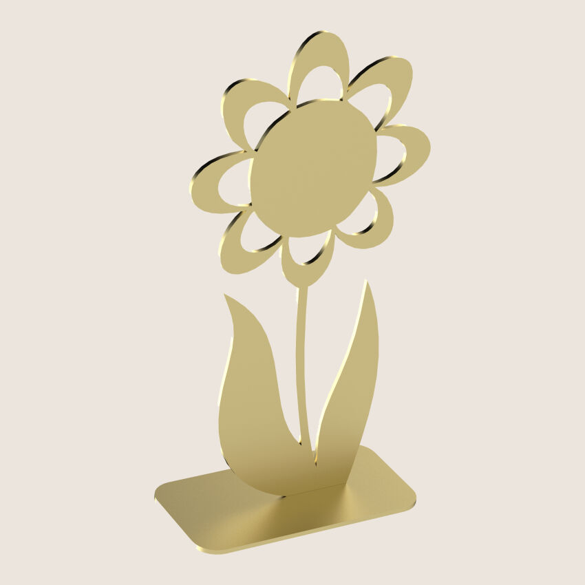 Standing SUNFLOWER flower ornament made of gold metal