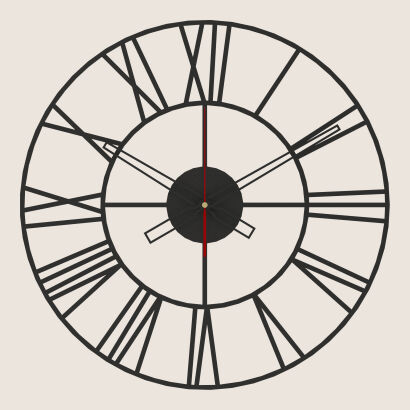Zegar ścienny KELLA 60 cm metalowy czarny wskazówki czarne