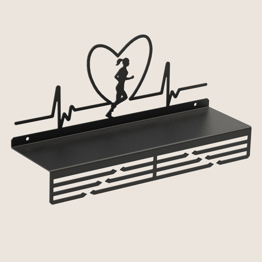 Medal hanger HEARTBEAT WOMEN with shelf metal black