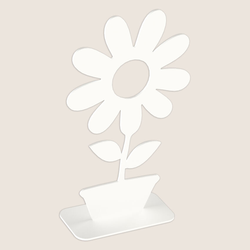 Standing flower decoration daisy made of metal, white