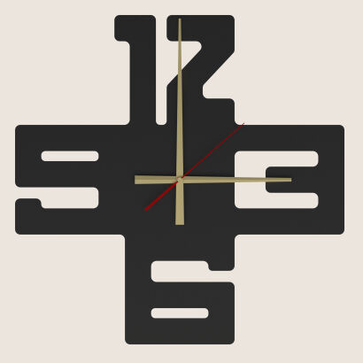 Zegar ścienny TEMPS 50 cm metalowy czarny wskazówki złote